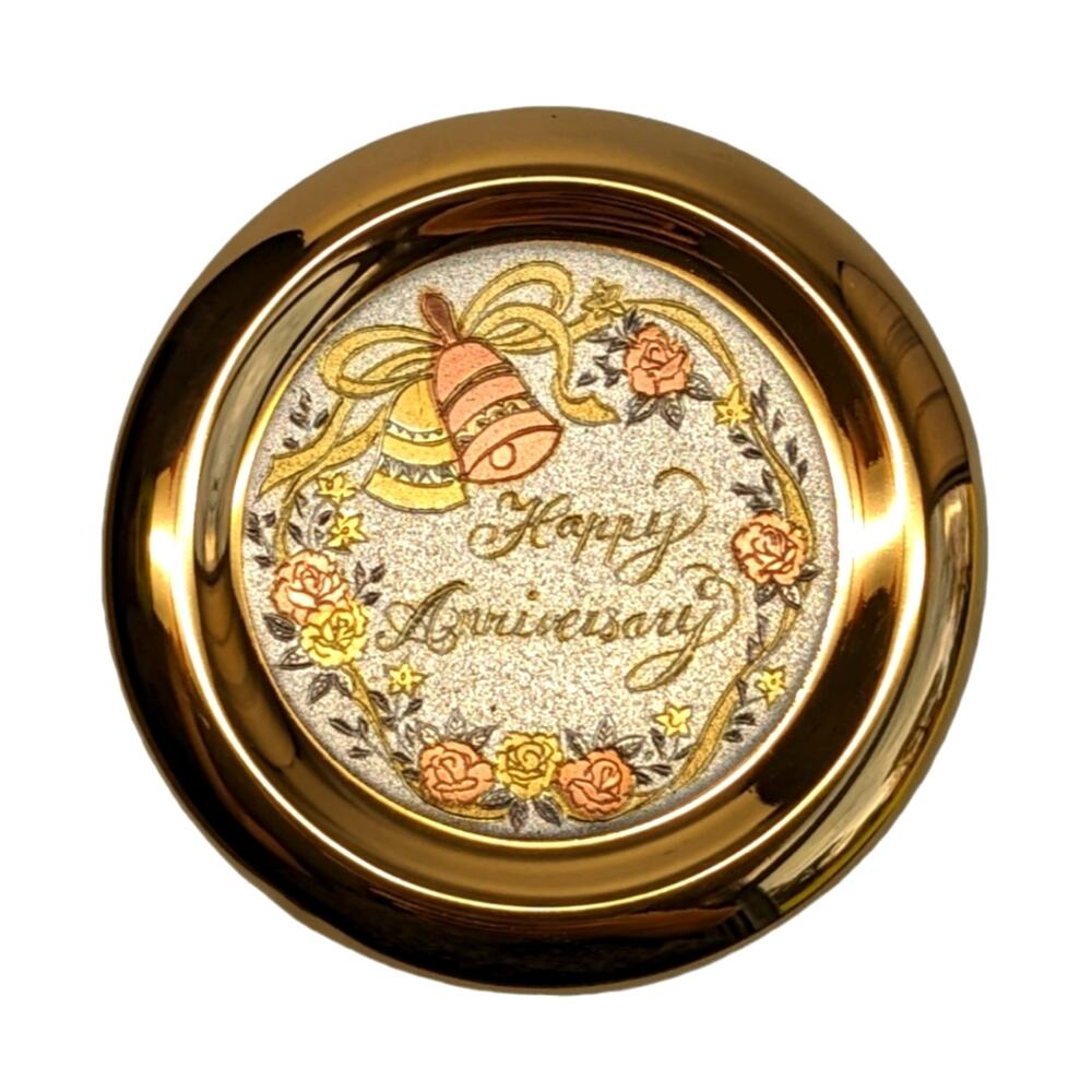 Chokin Art Happy Anniversary trinket box vintage 1970s